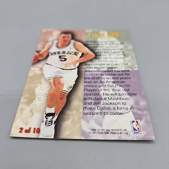 Jason Kidd 1994-95 Fleer First Year Phenom Card #2 of 10 Mavericks Rookie RC - Picture 5 of 6